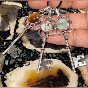 $30 Each; Light Weight Larimar, Tiger Eye & Jasper Pendants 2 1/2”